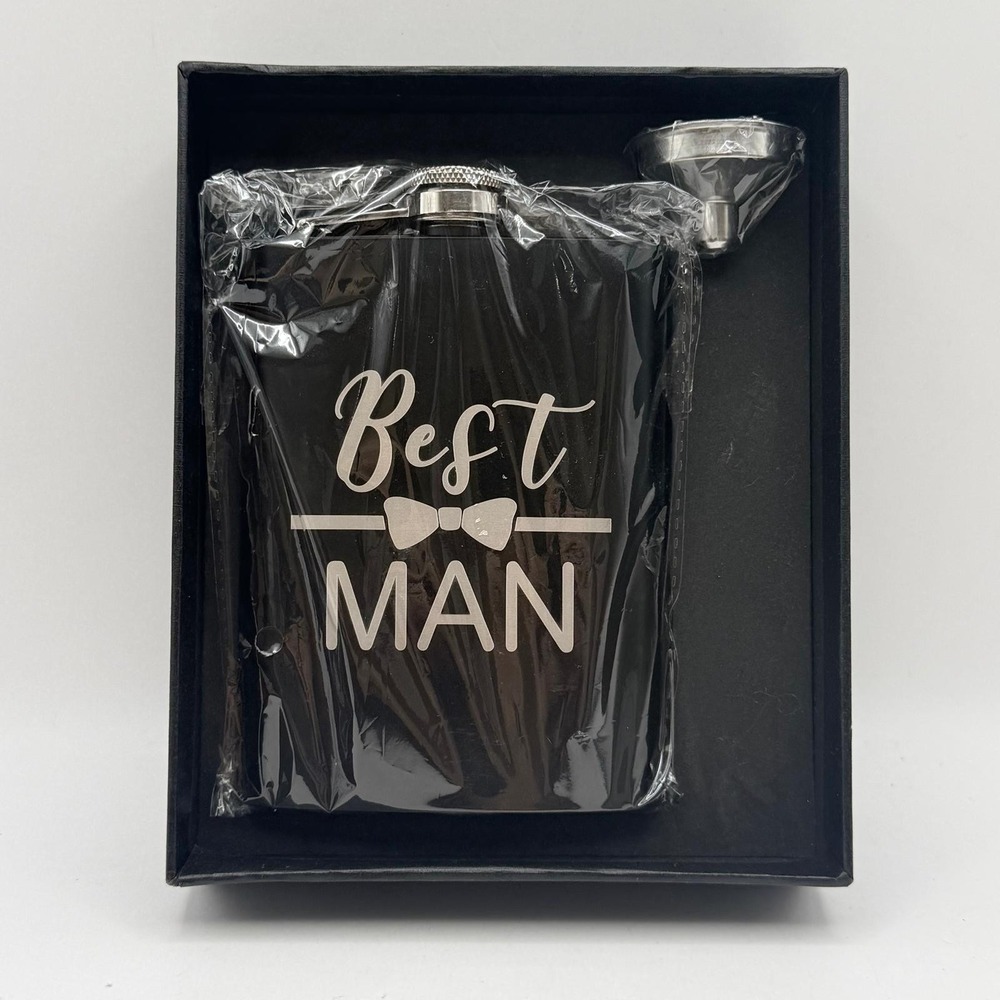 Best Man Hip Flask 8 Oz Stainless Steel Wedding | Party | Bachelor